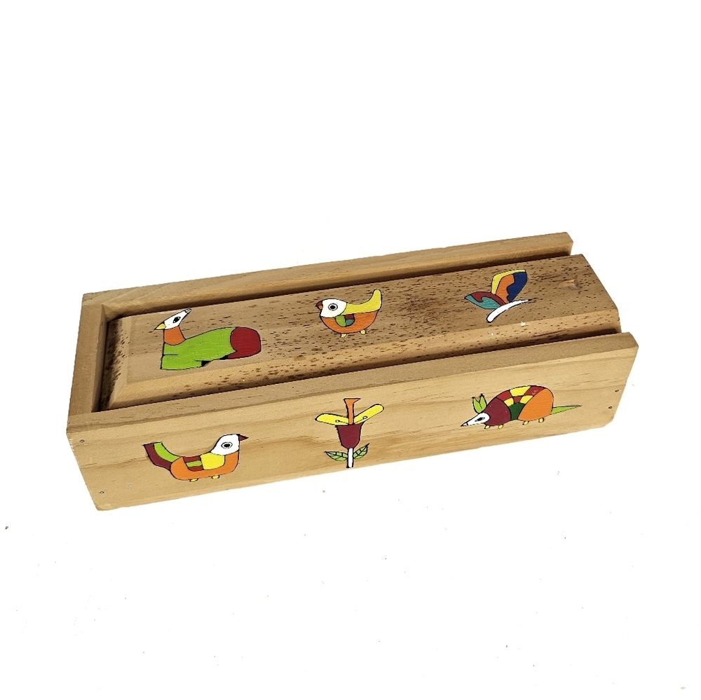 Wooden Pencil / Trinket Box From El Salvador